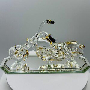 Motorcycle Glass Figurine Outlaw Bike Decor Gift